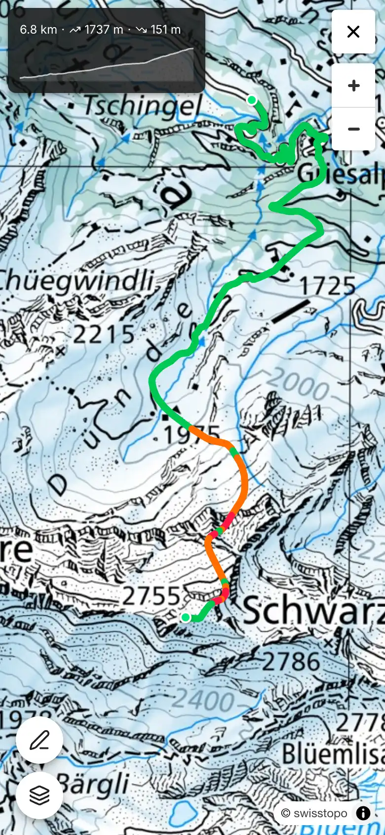 Tour-Check Lawinenrisiko auf der Karte