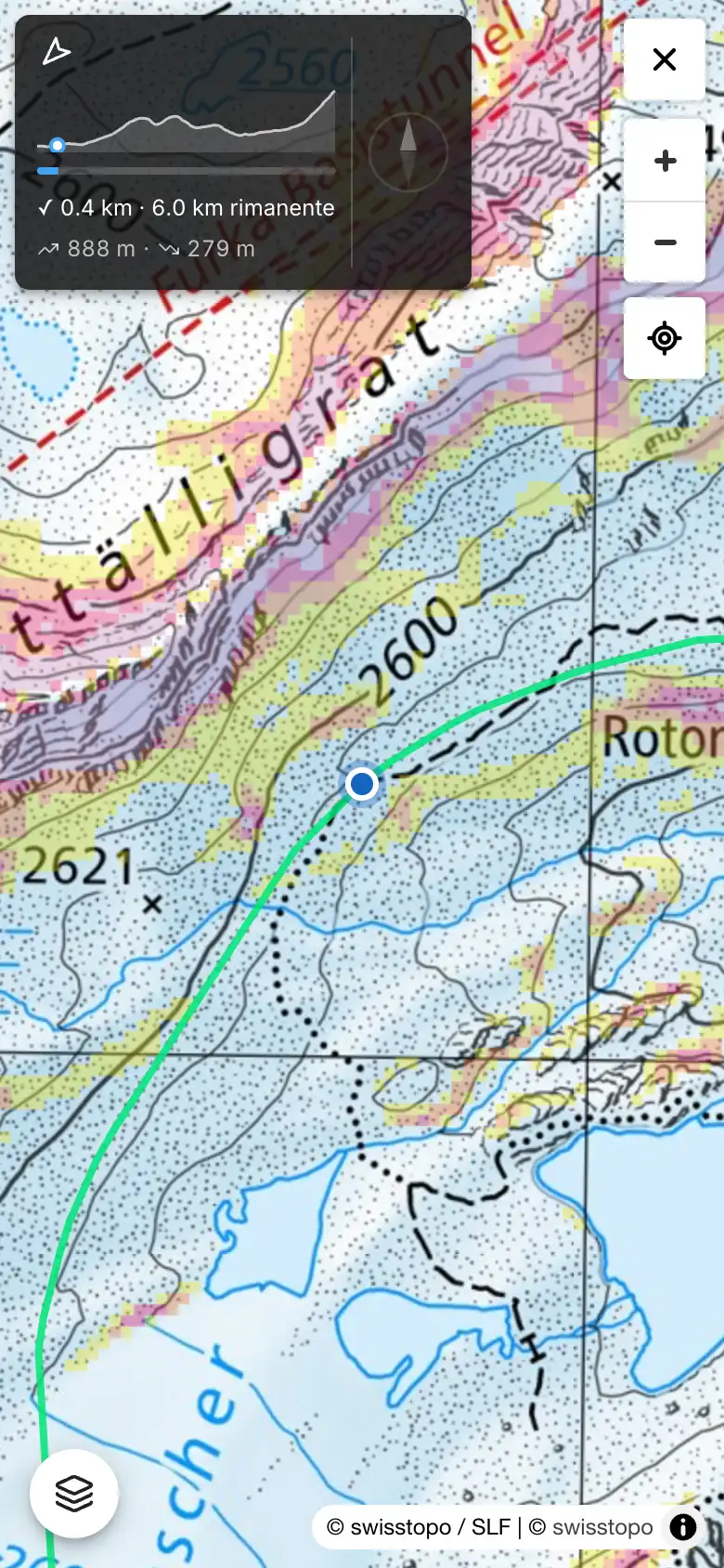 Navigazione GPS con profilo altimetrico